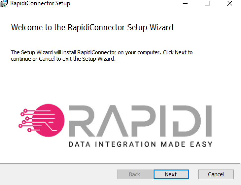 Rapidi Connector Wizard Setup
